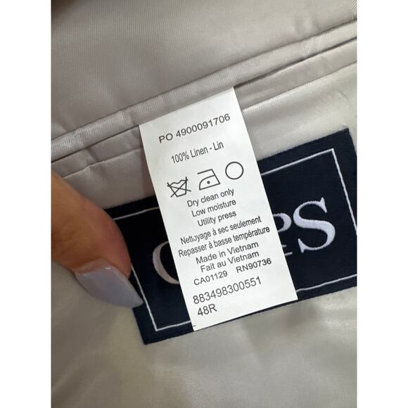 Chaps 100% Linen Light Gray Dual Vent Blazer Jacket Sport Coat Beach Wedding 48R - Picture 2 of 4
